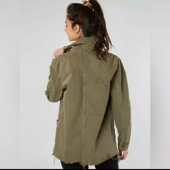 Free People Moonchild Distressed Green Jacket - Picture 13 of 13